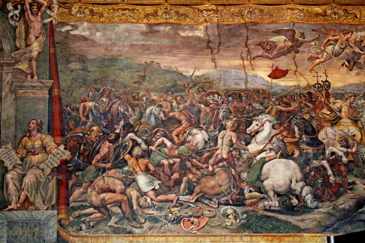 La battaglia di Ponte Milvio nella Sala di Costantino, 1517-24 da Giulio Romano