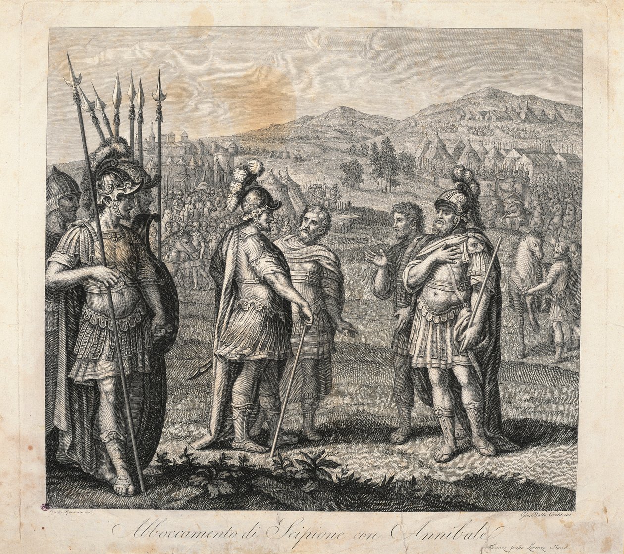 Incontro tra Annibale e Scipione durante le guerre puniche da Giulio (after) Romano