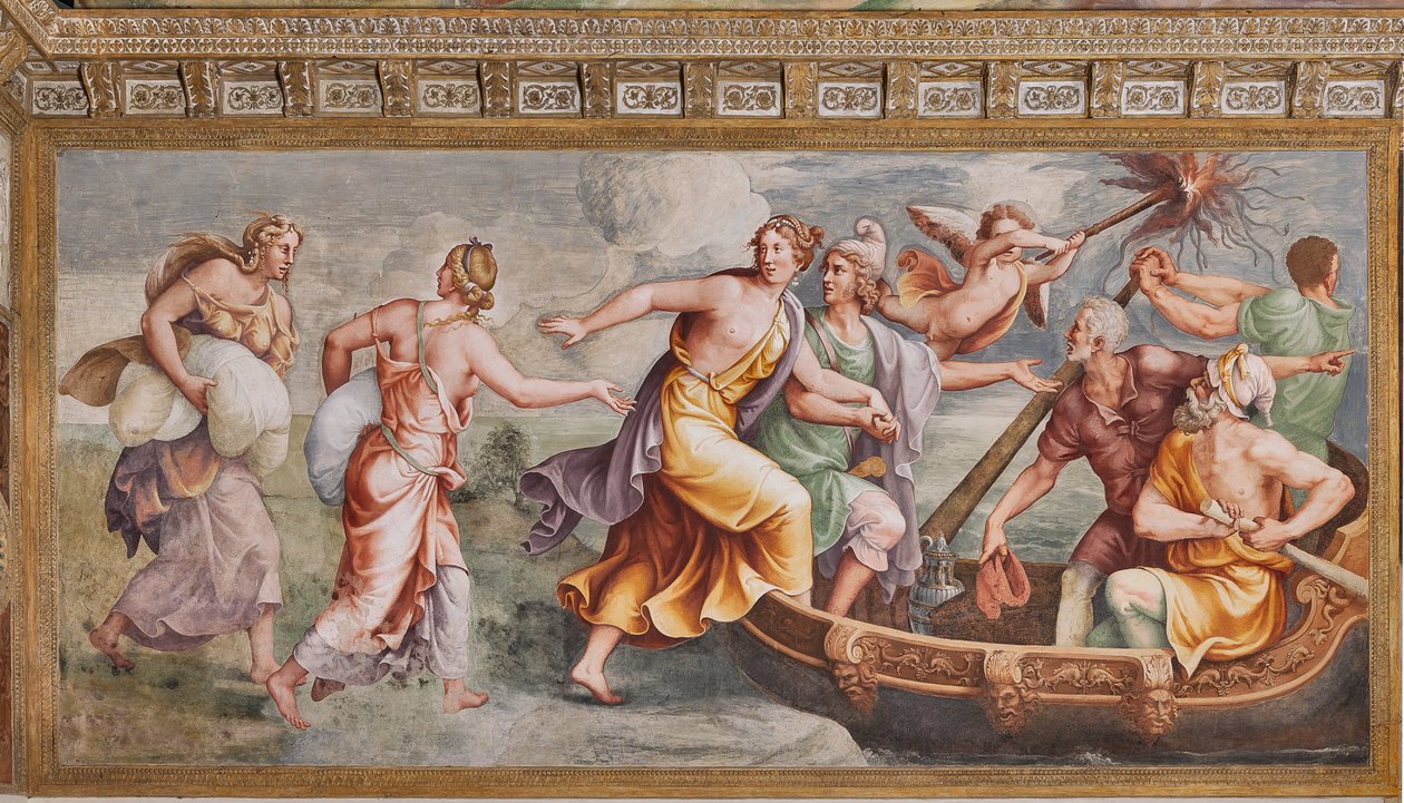 Il rapimento di Elena, il cavallo di Troia, Camera di Troia (Sala di Troia) da Giulio (and workshop) Romano