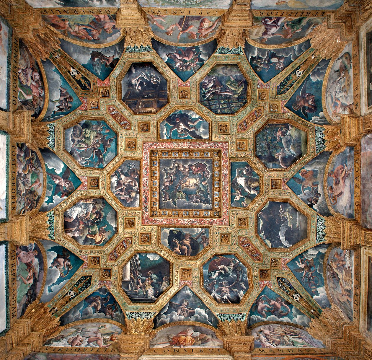 Vista della volta della Camera di Cupido e Psiche (Sala di Amore e Psiche) da Giulio (and workshop) Romano