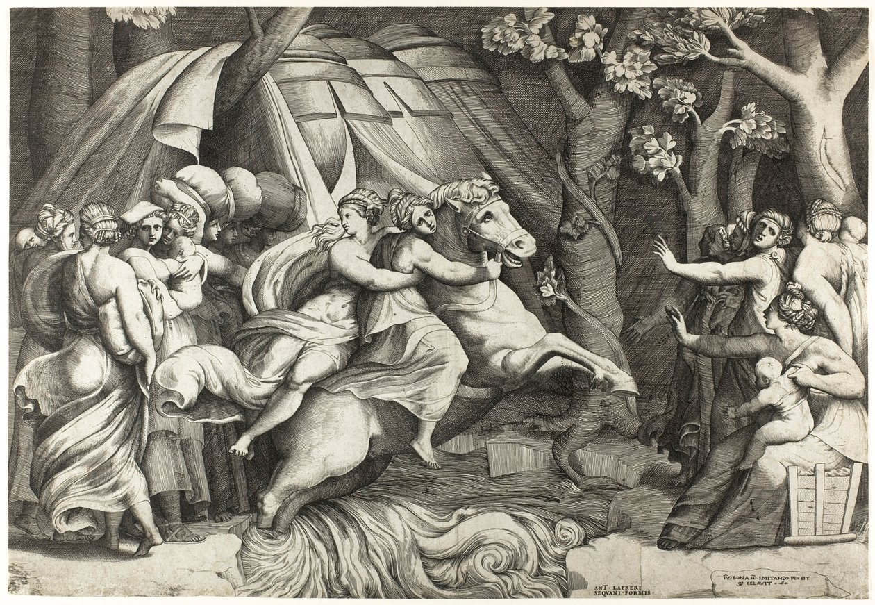 Clelia che Attraversa il Tevere da Giulio Bonasone