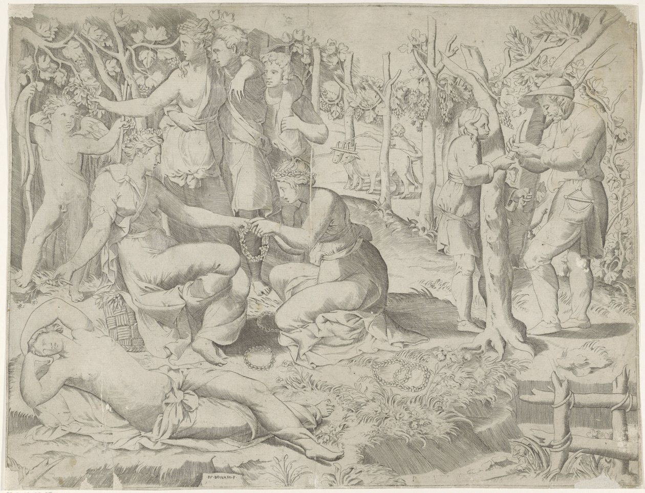 Flora dona una corona da Giulio Bonasone