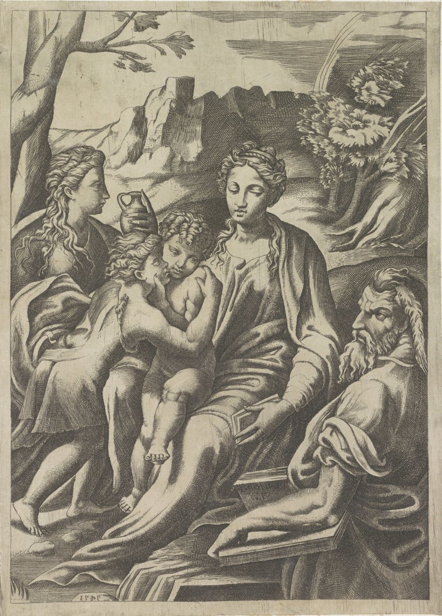 Sacra Famiglia con il giovane Giovanni Battista e Maria Maddalena da Giulio Bonasone