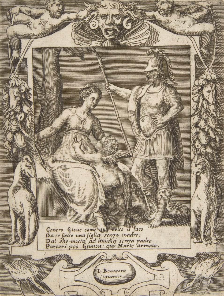 Giunone, Marte e Cupido, inseriti in una cornice elaborata, dai 