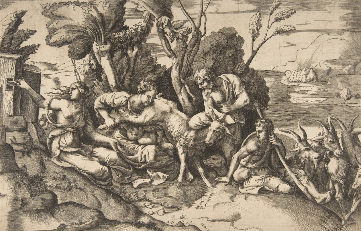Giove allattato dalla capra Amaltea, 1531-76 da Giulio Bonasone