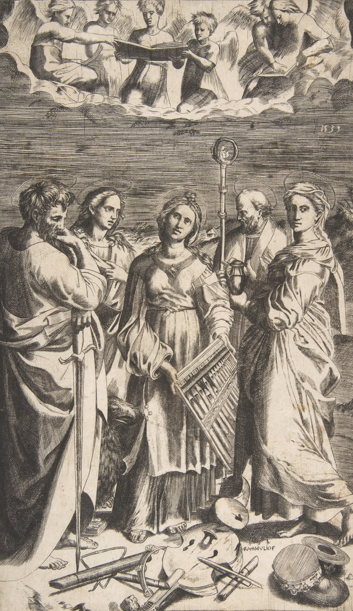 Santa Cecilia al centro accompagnata da San Paolo, la Maddalena, San Giovanni da Giulio Bonasone
