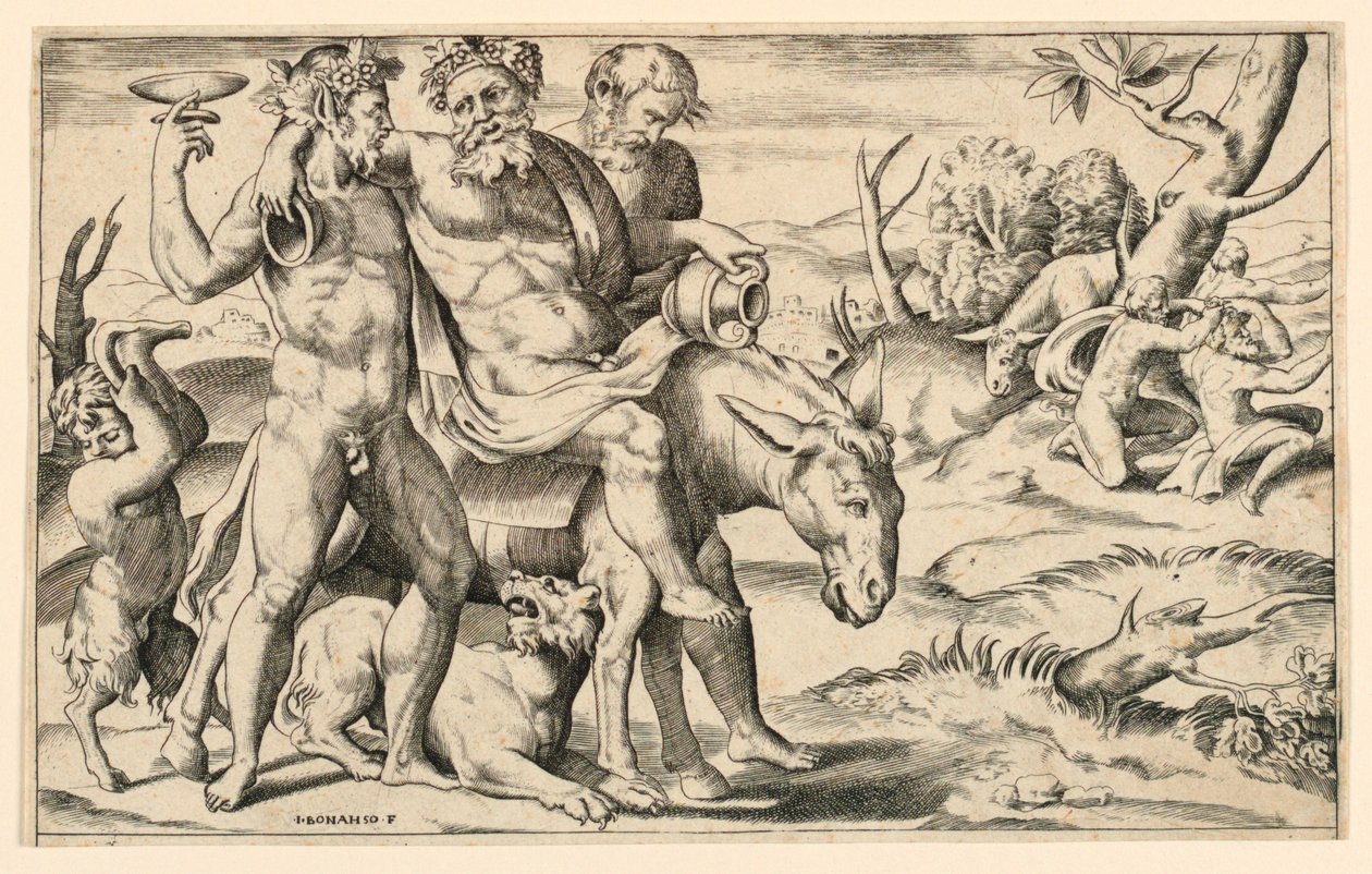 Silenus a Cavallo di un Asino da Giulio Bonasone