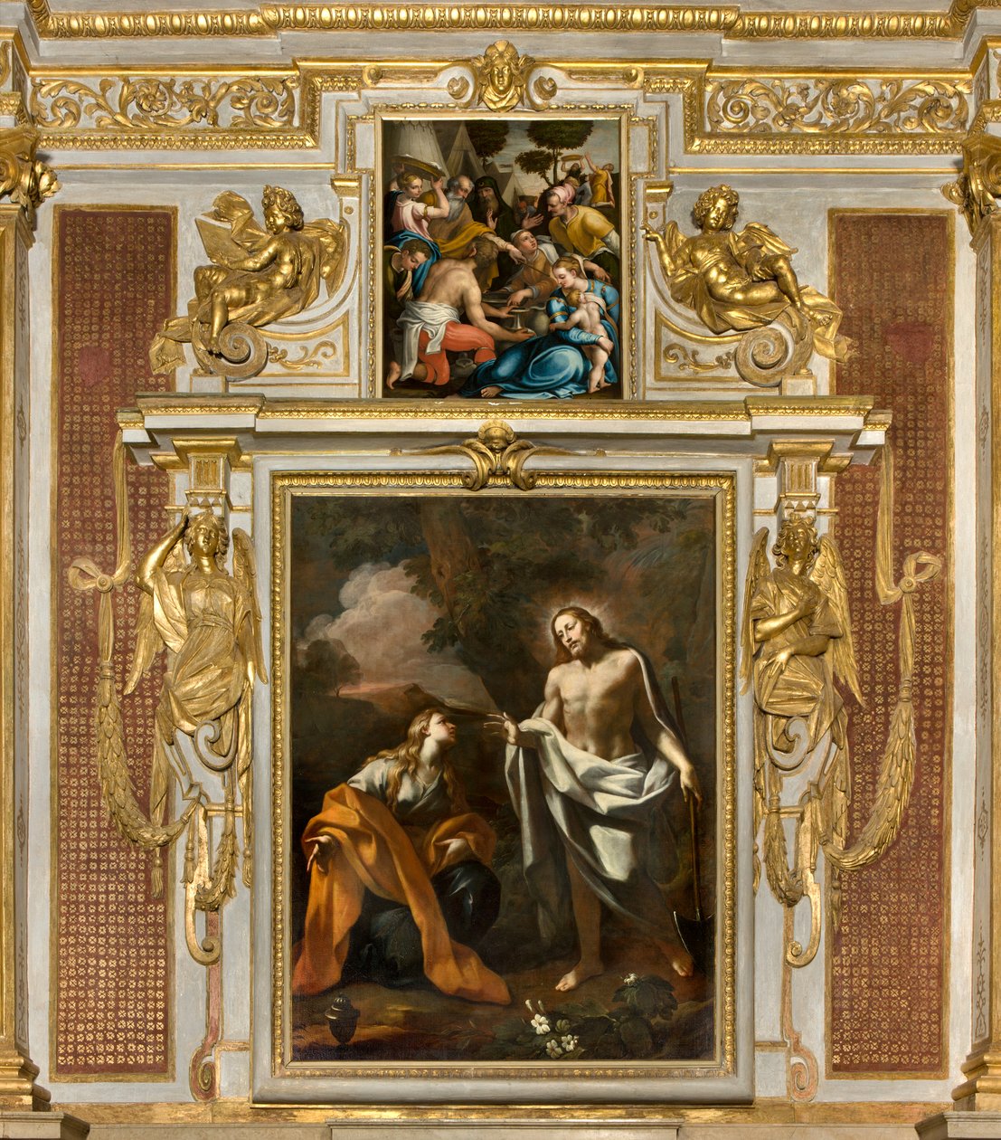 Cappella del SS Sacramento, prima campata lato nord, Noli me tangere, Apparizione di Cristo alla Maddalena 1750, Raccolta della manna 1569 da Giulio Campi