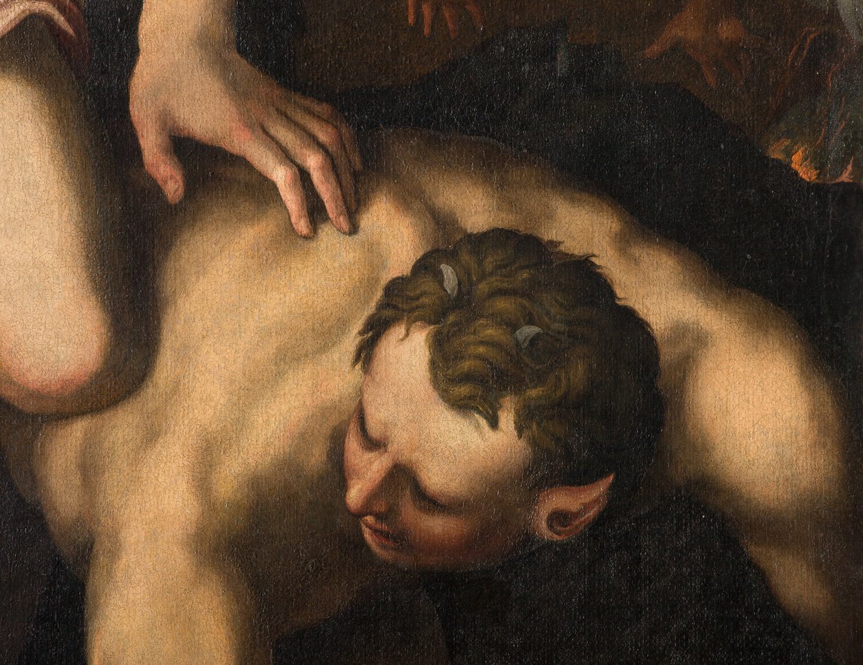 Transetto nord, Altare di San Michele Arcangelo, San Michele Arcangelo che uccide il maligno, Giulio Campi 1566 (dettaglio) da Giulio Campi