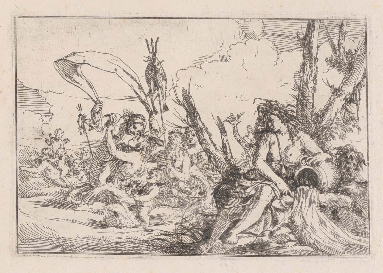 Acqua, rappresentata da una naiade seduta alla base di un albero, 1640-60 da Giulio Carpioni