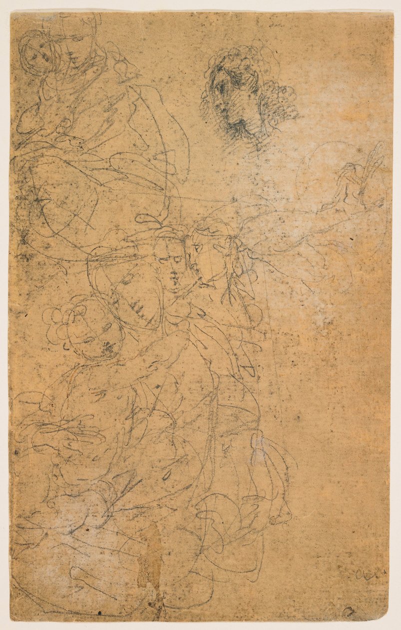 Studien der Madonna mit Kind (recto); Kniende Jungfrau (verso) da Giulio Cesare Procaccini