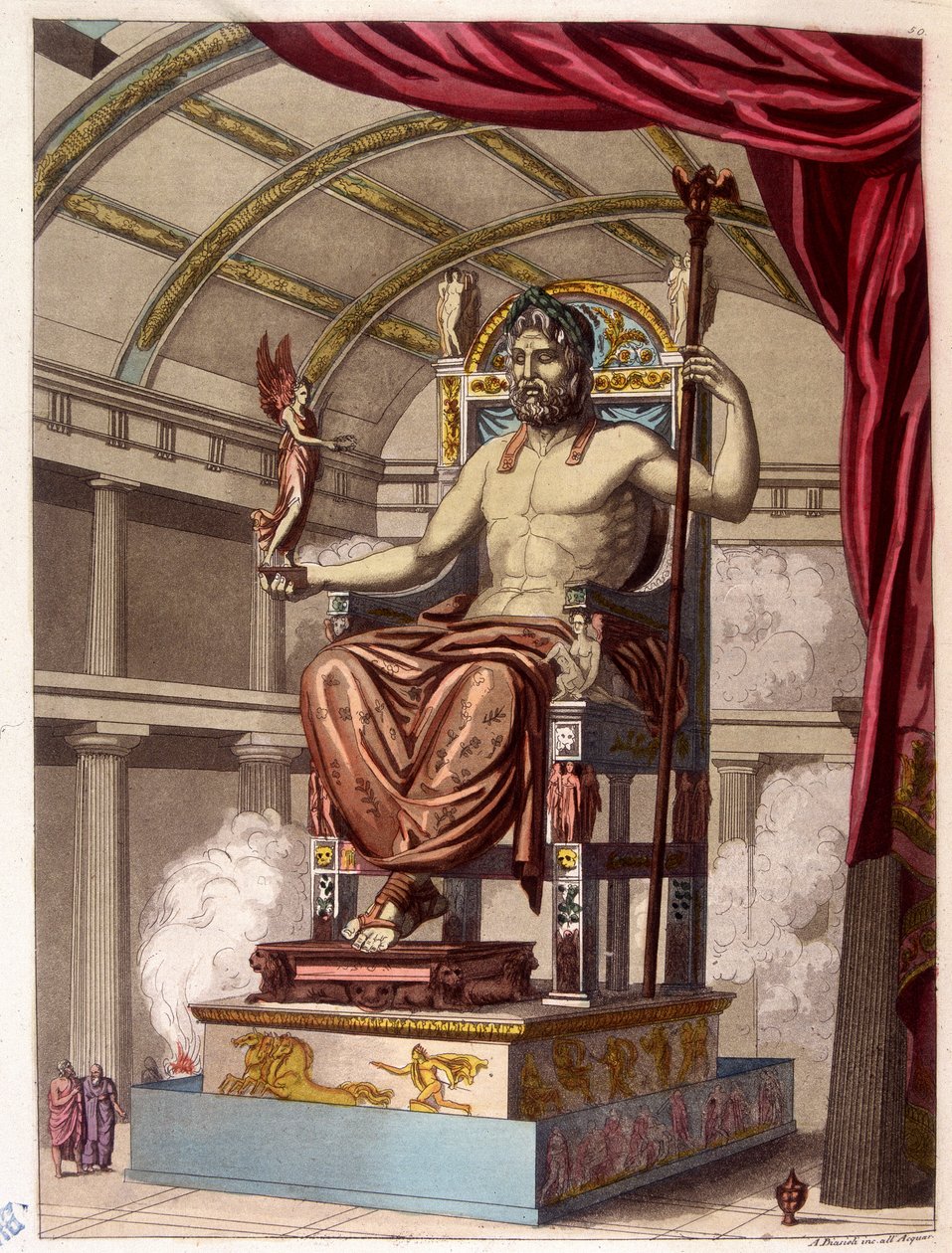Statua di Giove (Zeus) - in "Il vecchio e moderno costume" di Ferrario, ed. Milano da Giulio Ferrario