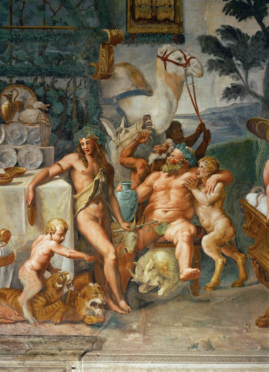 Baccanali - un banchetto degli dei (affresco) da Giulio Romano