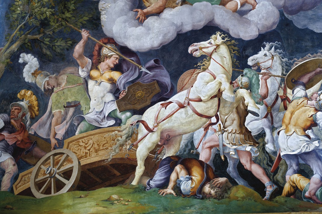 Diomede combatte contro Fegeo e Idaios da Giulio Romano
