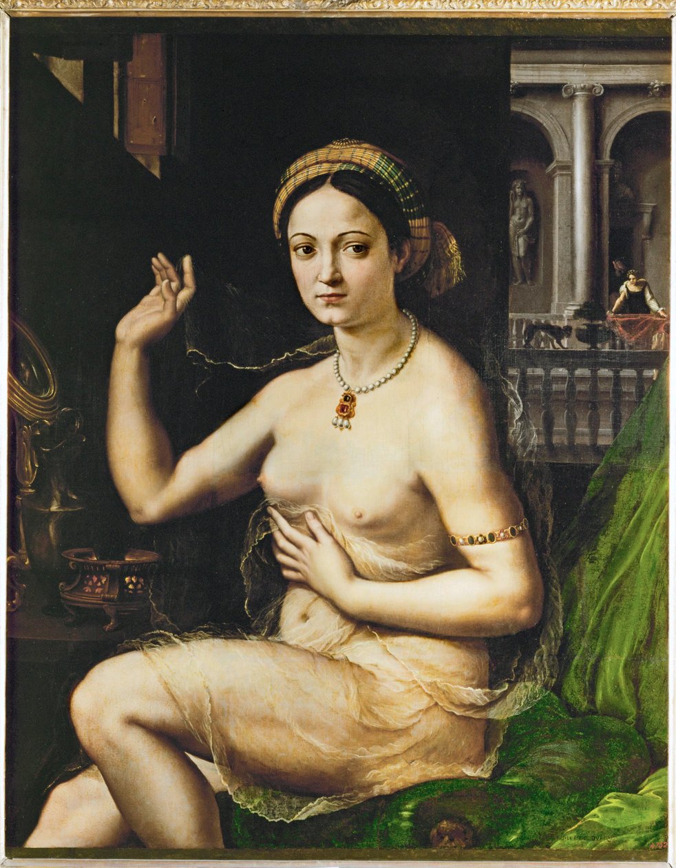 Signora alla toilette (dipinto su tela) da Giulio Romano