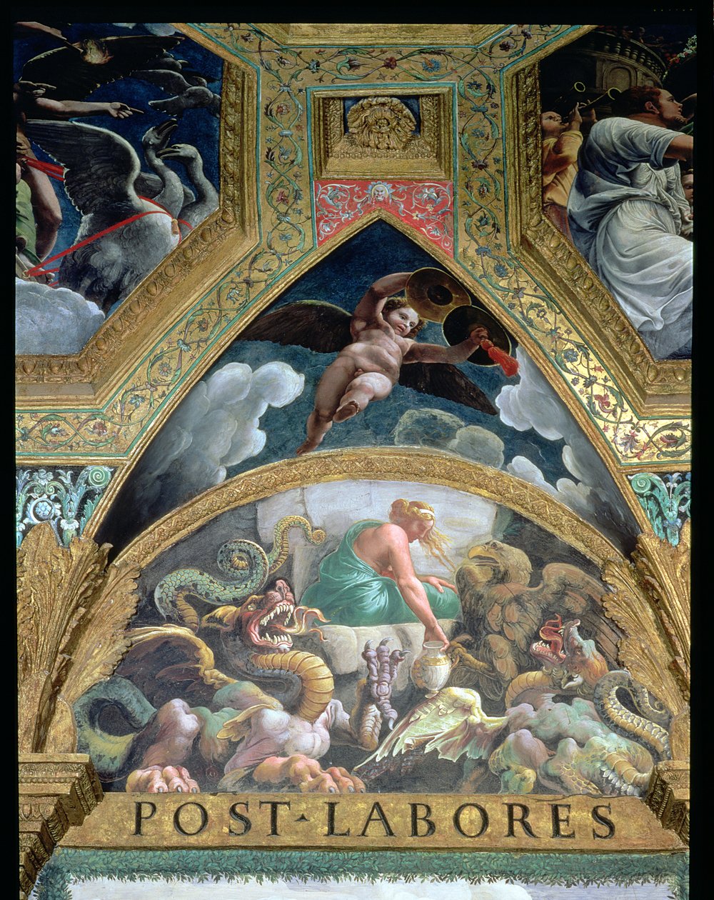 Lunetta raffigurante Psiche che affronta una prova impostale da Venere da Giulio Romano