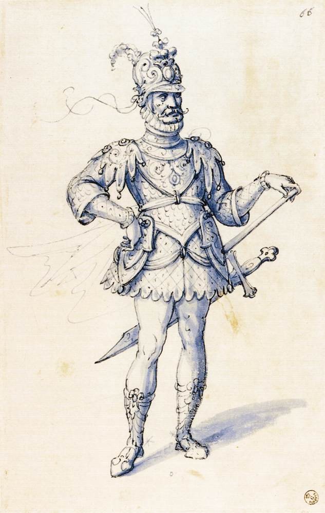 Disegno di costume per un cavaliere da Giuseppe Arcimboldo