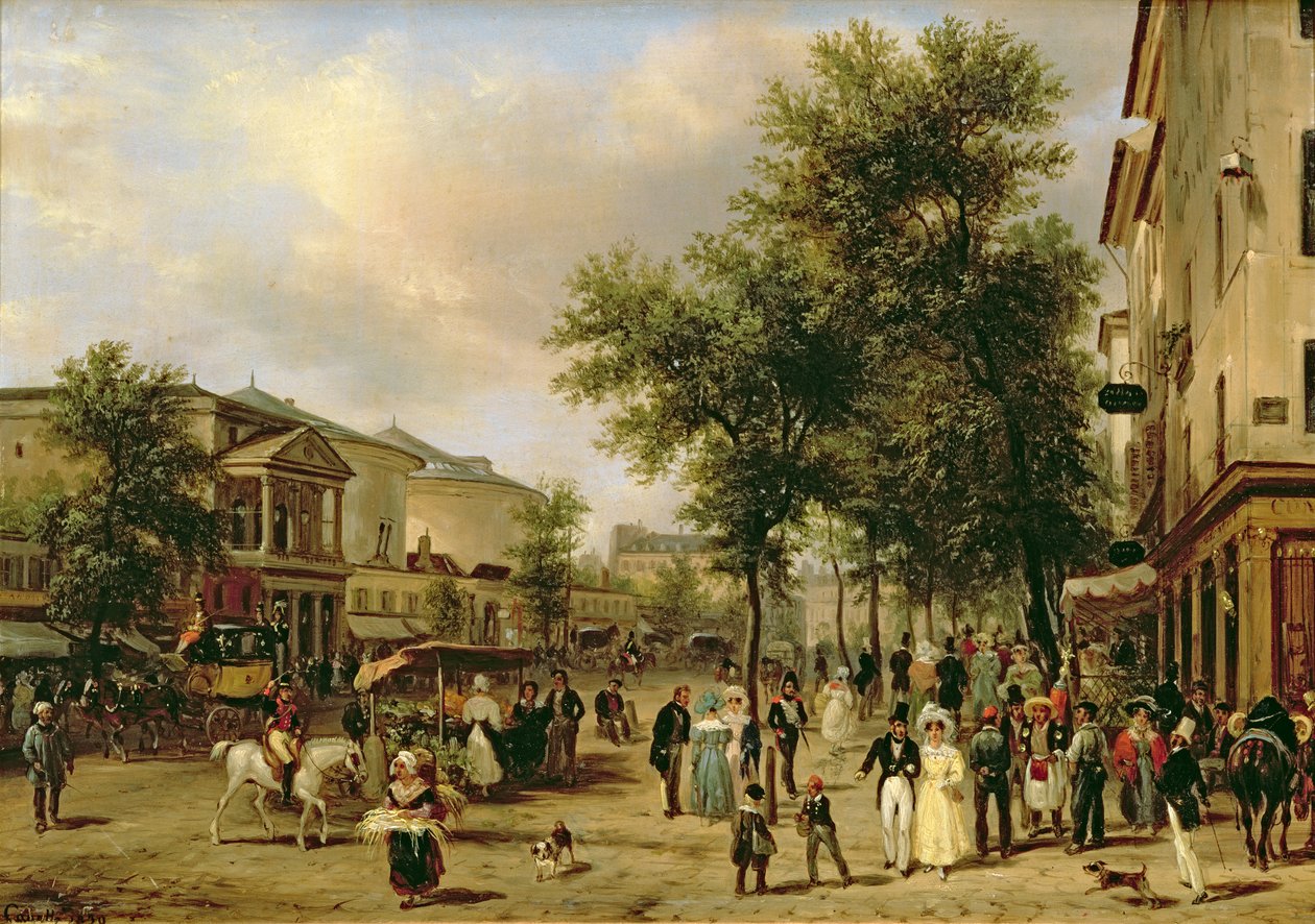 Veduta del Boulevard Montmartre, Parigi, 1830 da Giuseppe Canella