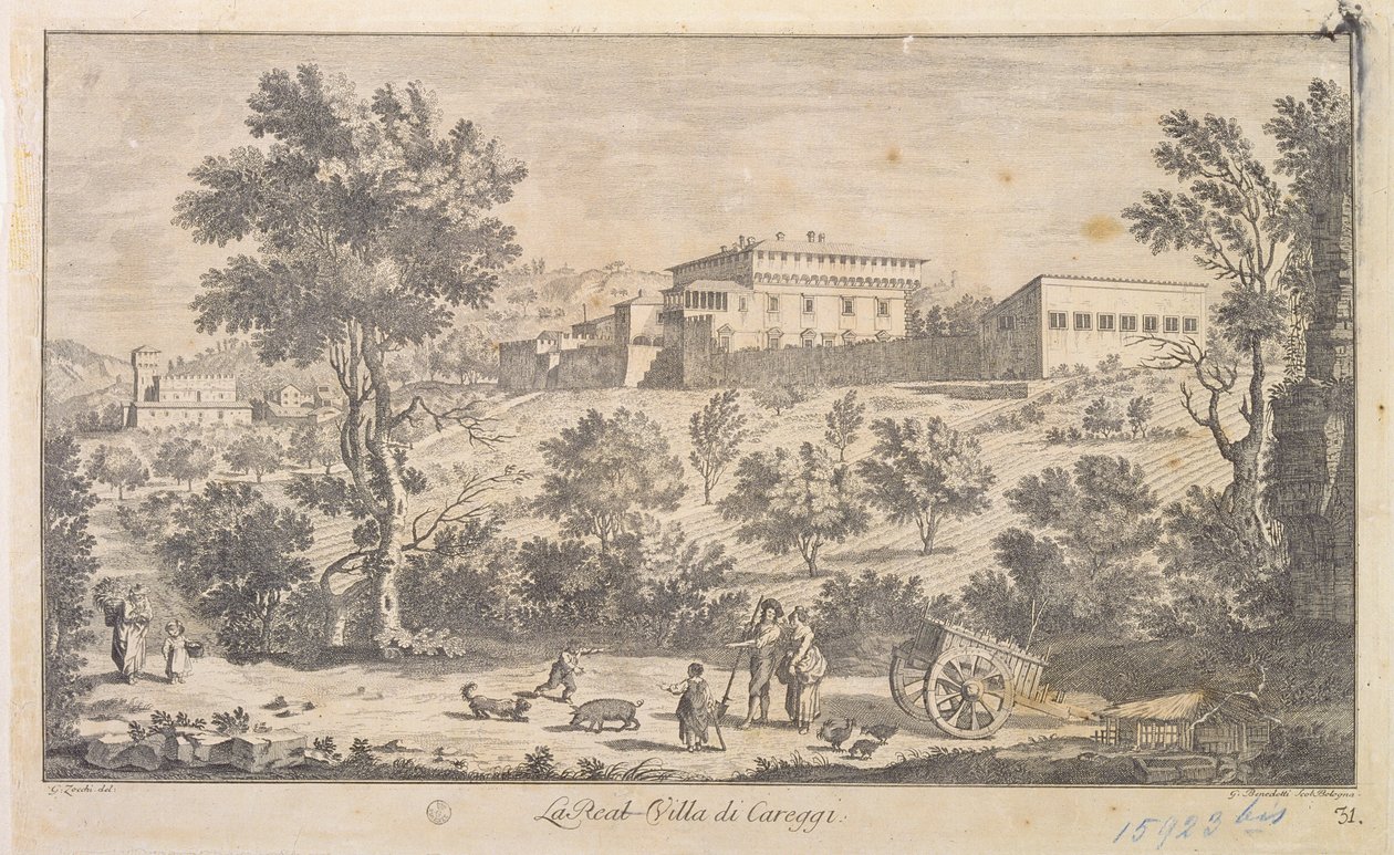 La Villa Careggi, inciso da G. Benedetti da Giuseppe Zocchi