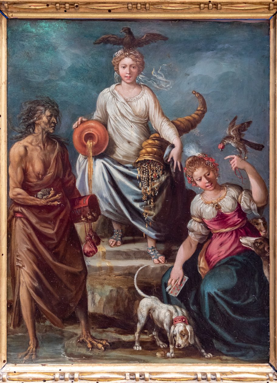 Abbondanza, con Avarizia e Ozio da follower of Giuseppe Cesari