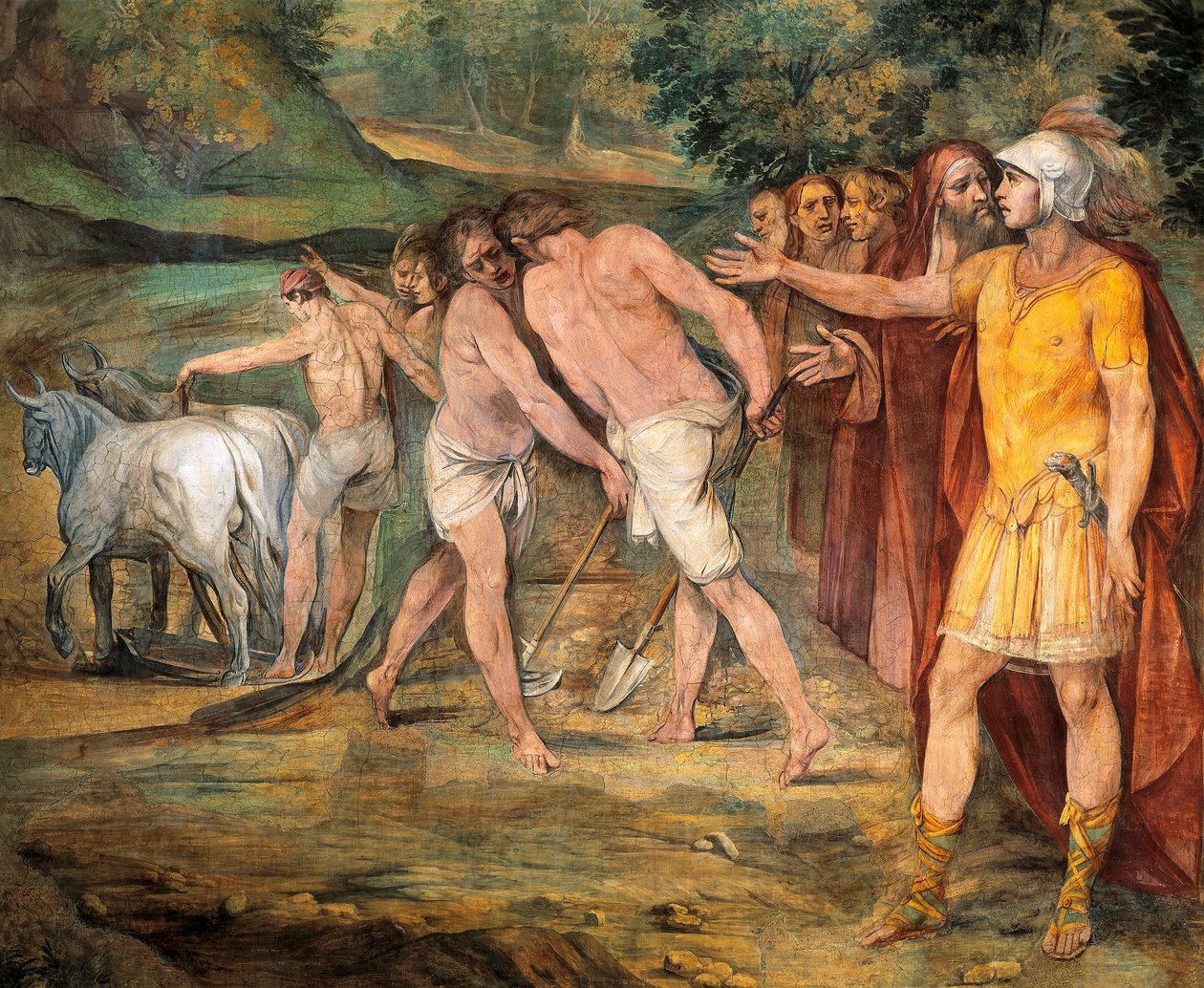 Romolo che segna i confini di Roma, di Giuseppe Cesari, affresco, Sala degli Orazi e Curiazi, Palazzo dei Conservatori, Roma, Regno Romano, Italia da Giuseppe Cesari