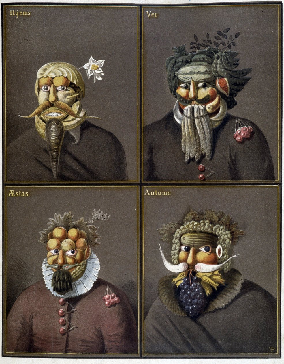 Le quattro stagioni: uomini con teste di verdura alla maniera di Giuseppe Arcimboldo da Giuseppe (style of) Arcimboldo