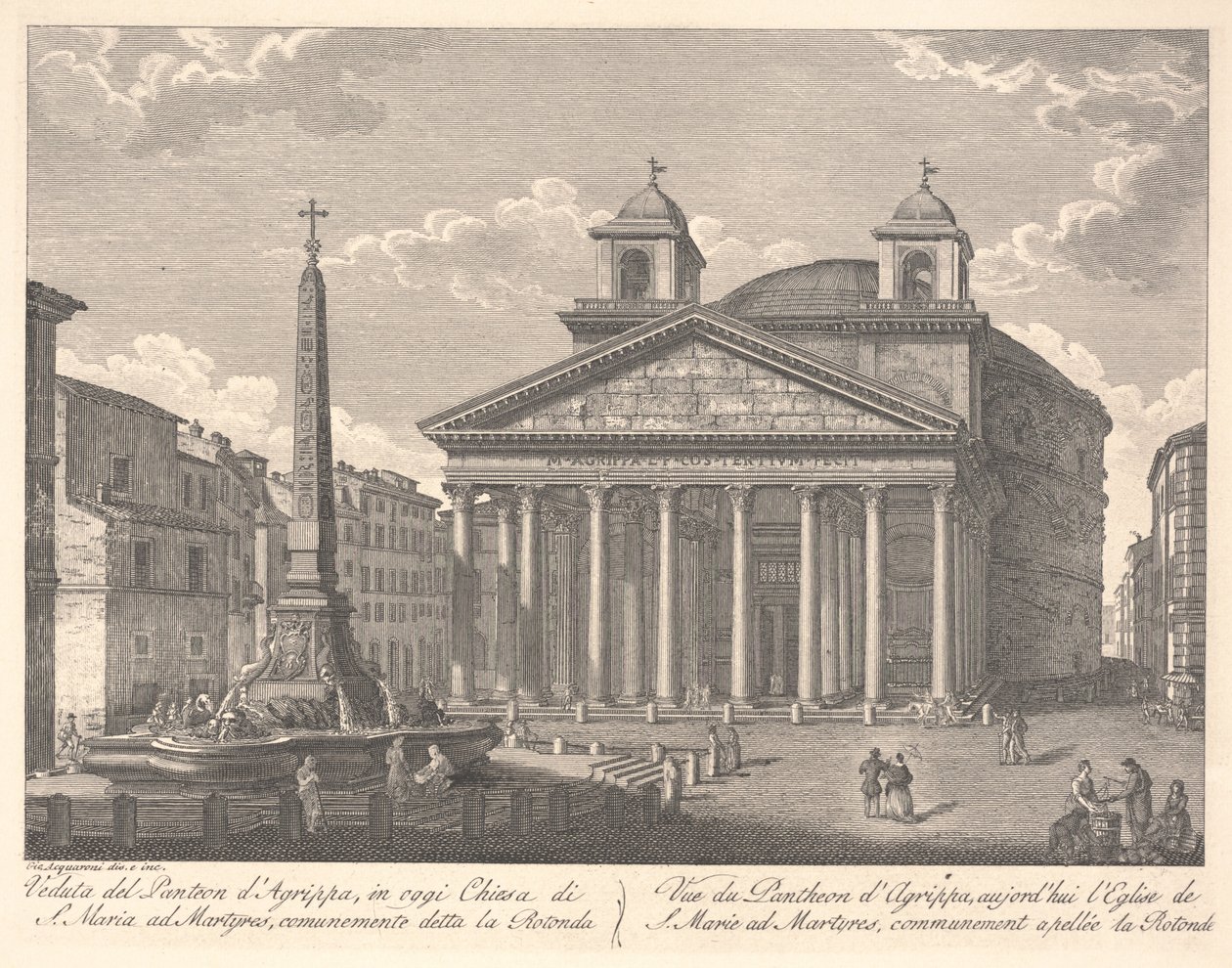 Veduta del Pantheon di Agrippa da Giuseppe Acquaroni