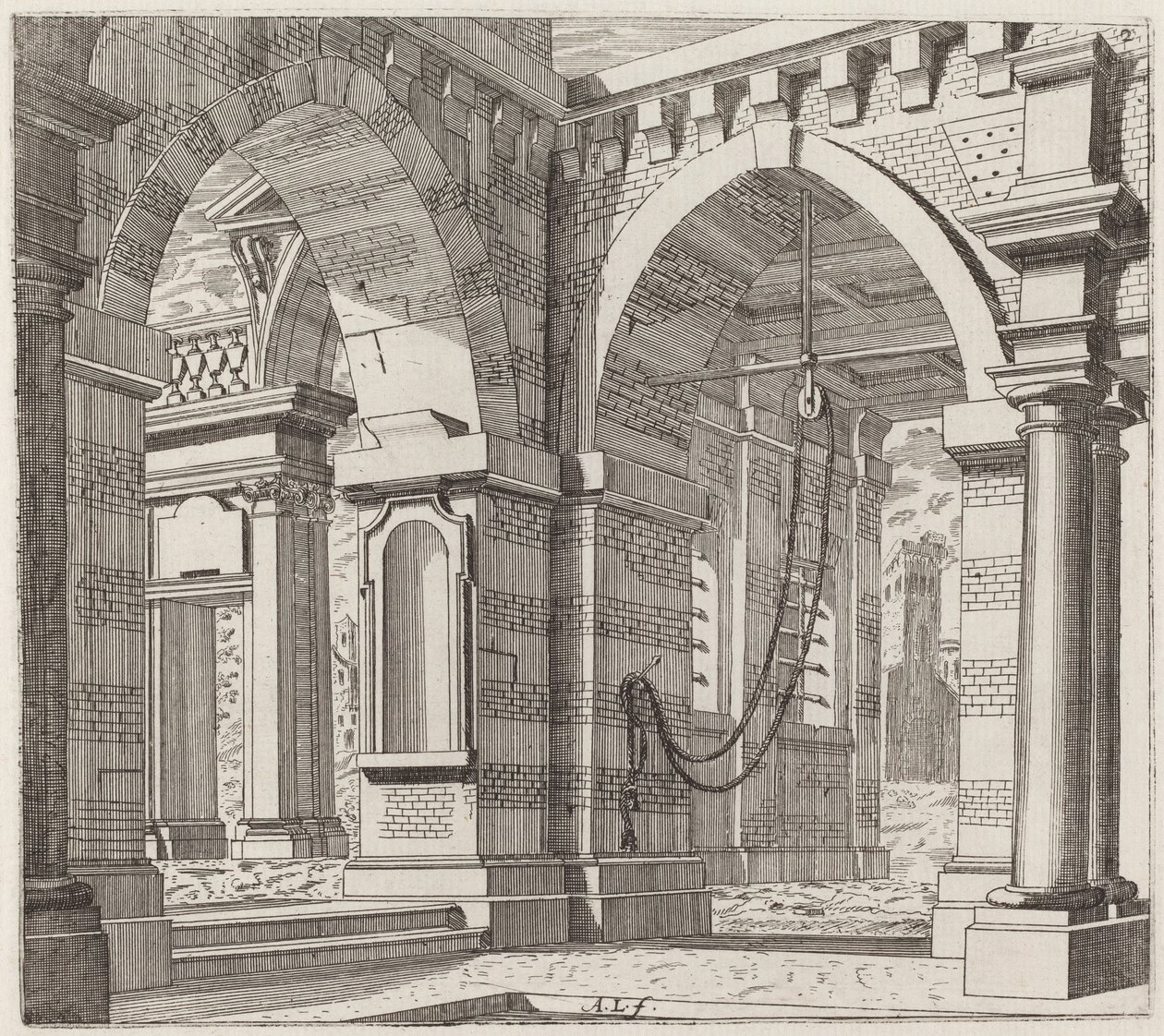 Fantasia architettonica con portali ad arco da Giuseppe Antonio Landi