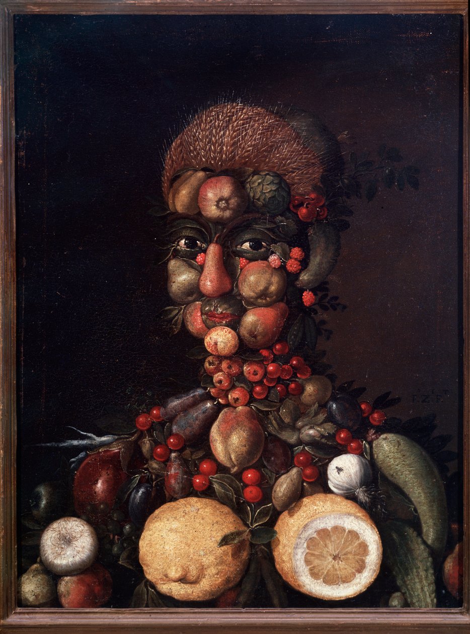 Figura umana fatta di frutta e verdura da Giuseppe Arcimboldo