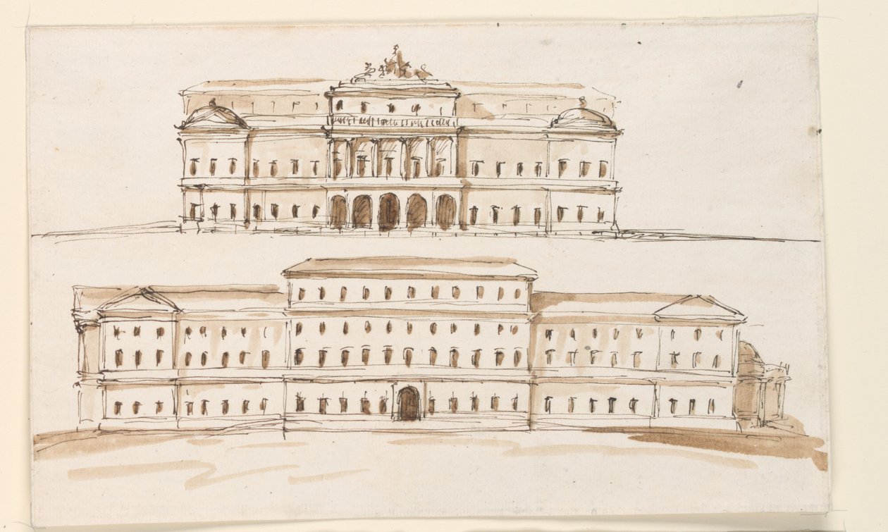 Due elevazioni della parte centrale di un palazzo da Giuseppe Barberi