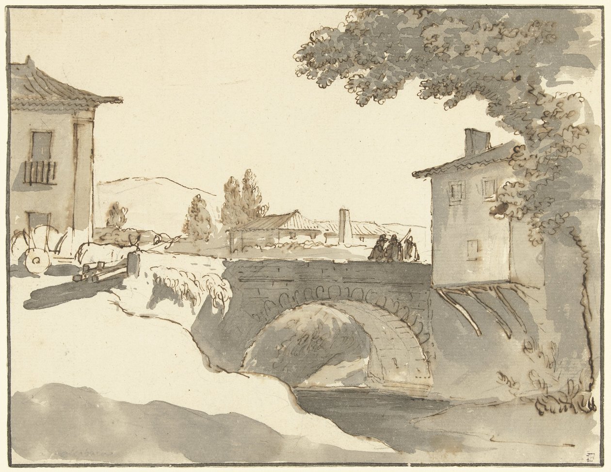 Veduta di un villaggio ad Alcobaça in Portogallo da Giuseppe Bernardino Bison (possibly)