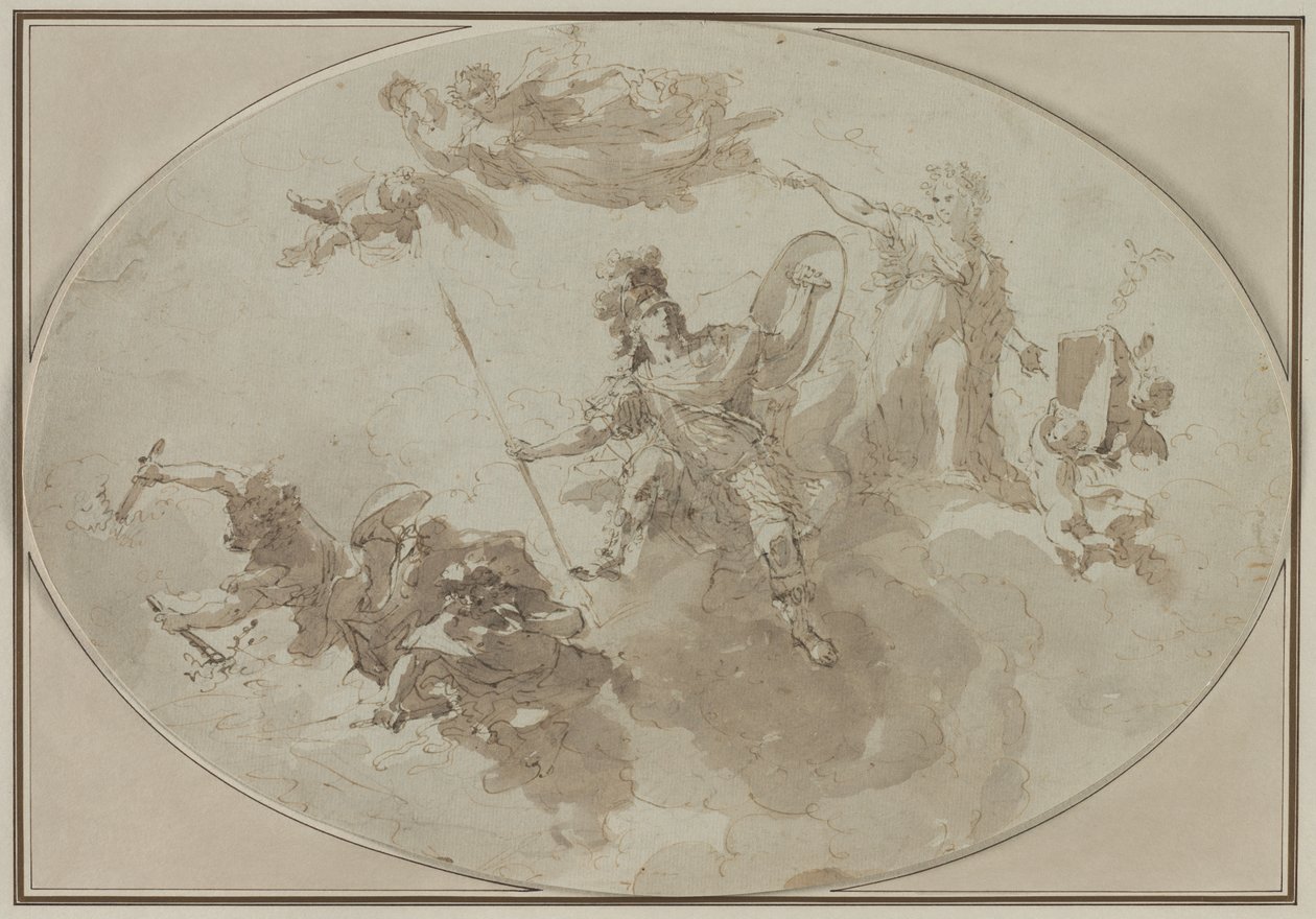 Studio del soffitto: allegoria della pace e della guerra da Giuseppe Bernardino Bison