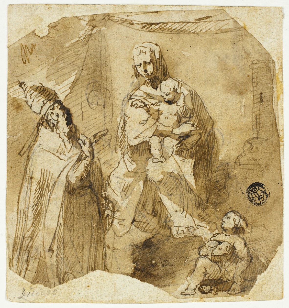 Madonna con Bambino e San Giovanni Battista e Santo Ecclesiastico da Giuseppe Bernardino Bison