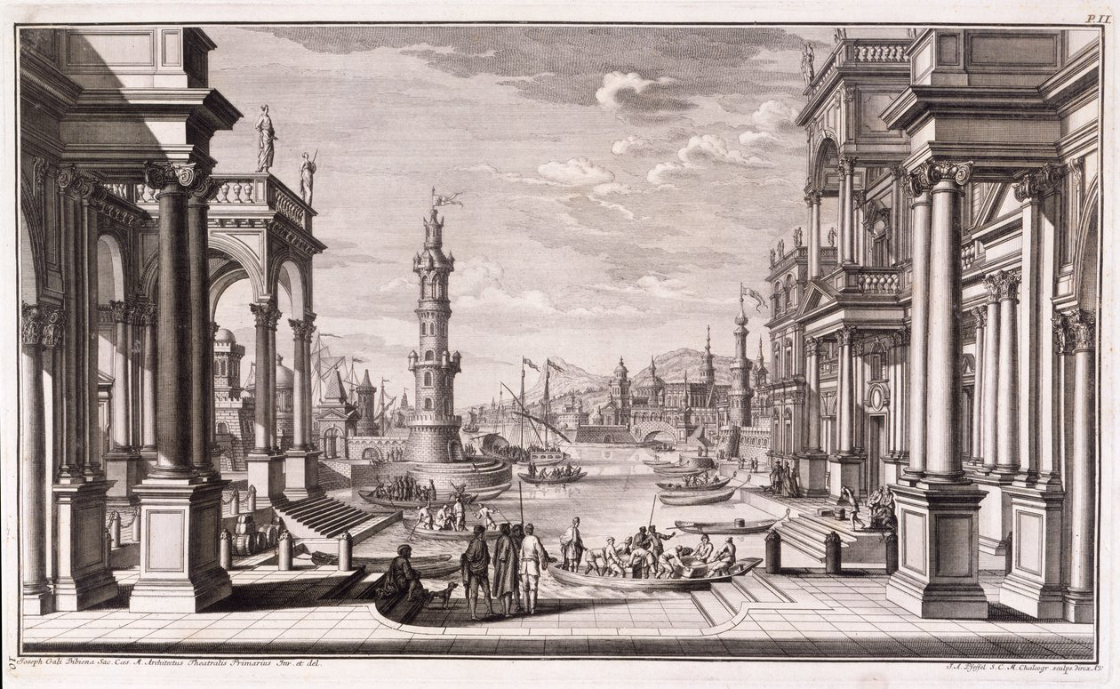 Piccolo porto con colonne in stile barocco, da 