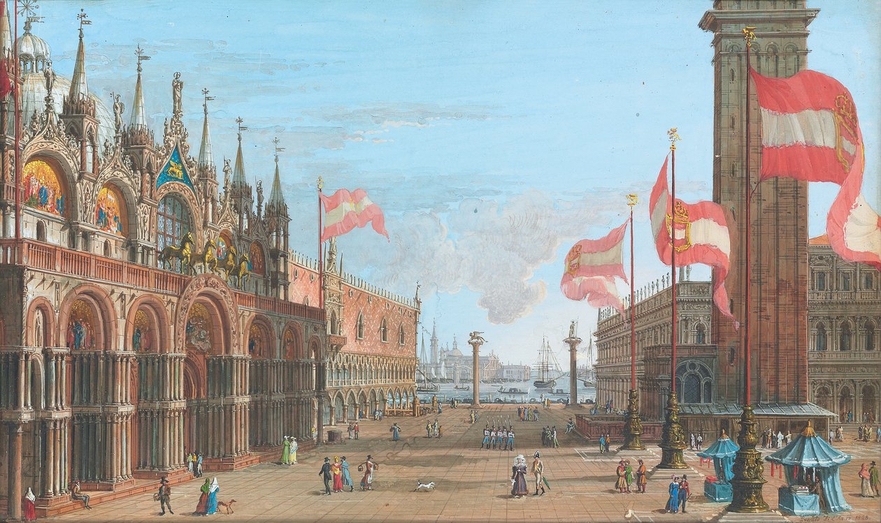 Veduta di Piazza San Marco, Venezia, con il Palazzo Ducale e il Campanile da Giuseppe Borsato