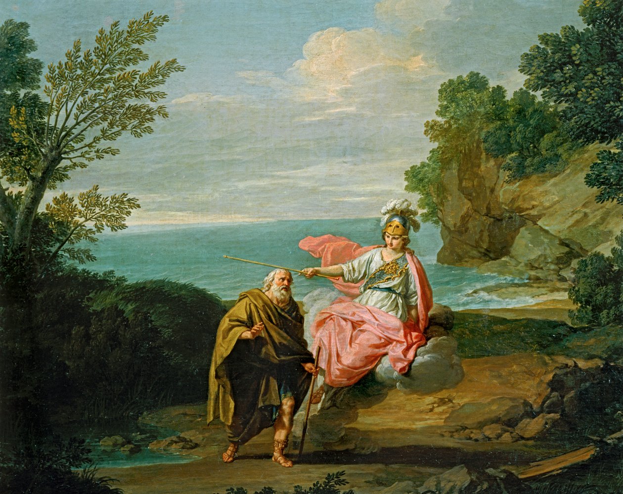 La dea Atena traveste Ulisse da mendicante (dipinto su tela) da Giuseppe Bottani