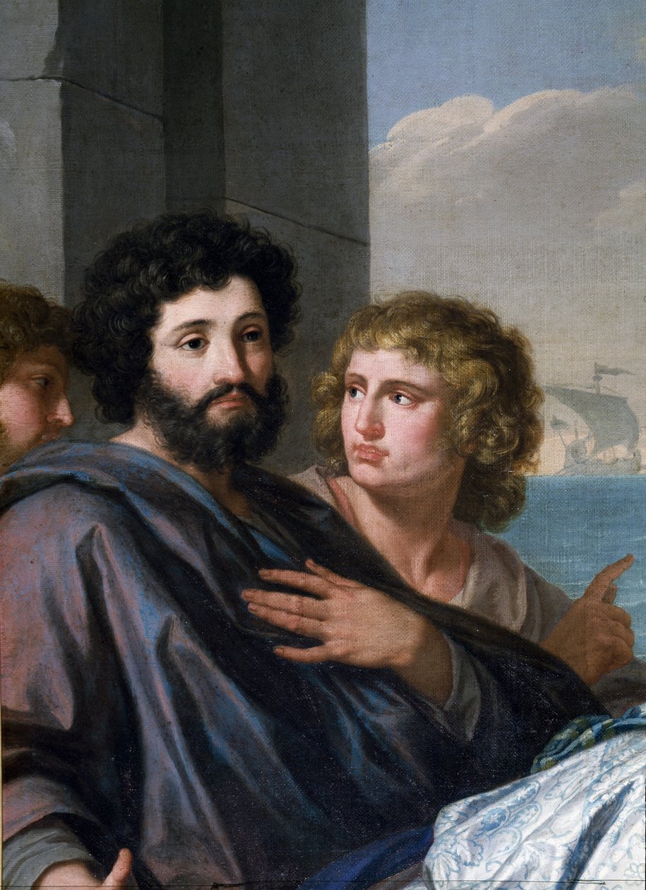 Santa Paola Romana parte per la Terra Santa. Vedova a 33 anni, seguì San Girolamo e partì con sua figlia Santa Eustochio in pellegrinaggio con lui nel 385 verso i Luoghi Santi. (dettaglio) da Giuseppe Bottani