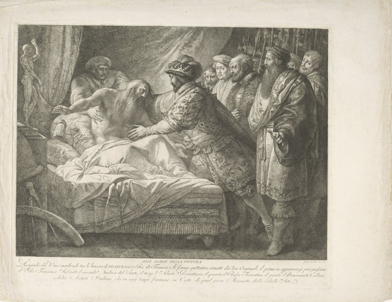 Re Francesco I presso il morente Leonardo da Vinci da Giuseppe Cades