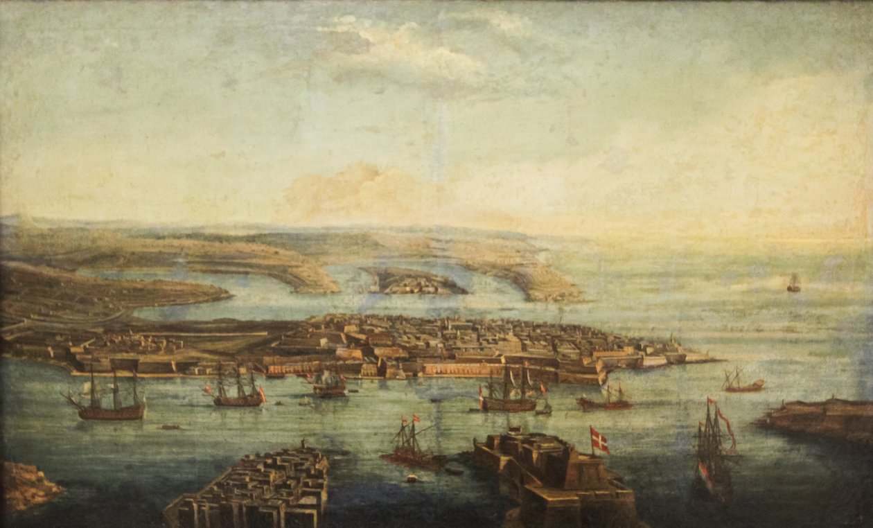 Veduta del Grand Harbour, Marsamxett e Valletta da Giuseppe Caloriti