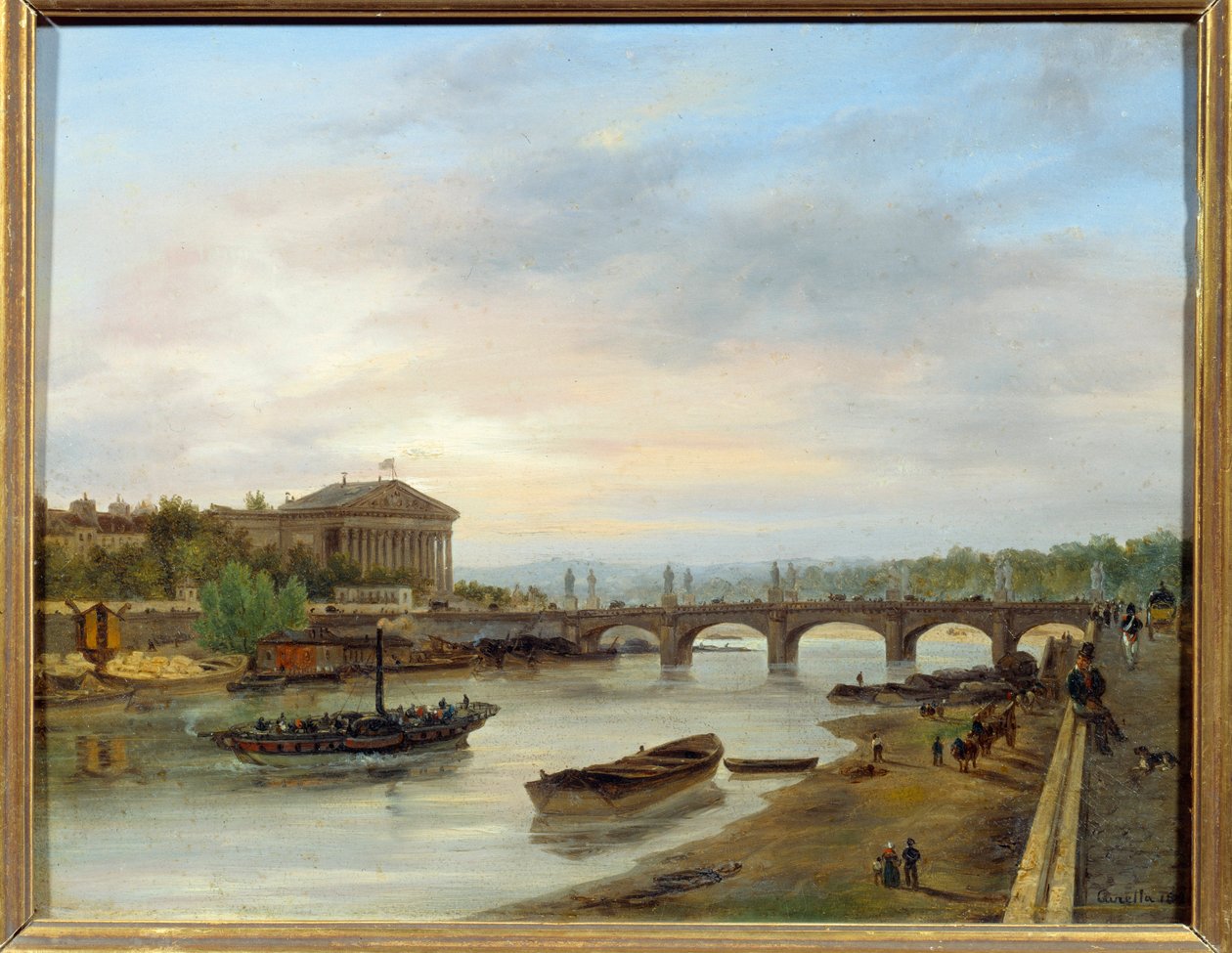 Il Palais Bourbon e il Pont Louis XVI (Pont de la Concorde) visti dal Quai des Tuileries a Parigi da Giuseppe Canella