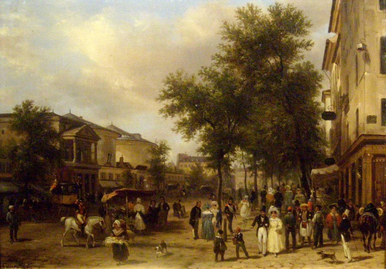 Veduta di Boulevard Montmartre, Parigi [che mostra il Théâtre des Variétés e il Passage des Panoramas]. da Giuseppe Canella