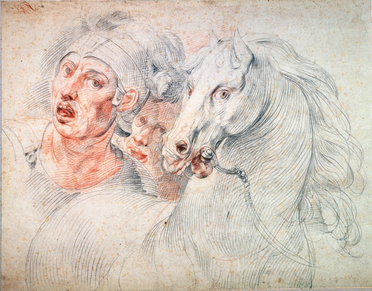 Studio di un cavallo e due soldati, inizio XVII secolo da Giuseppe Cesari