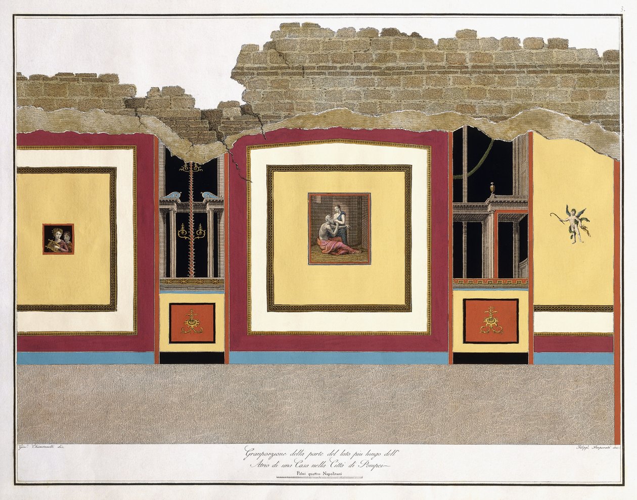 La maggior parte della lunghezza più lunga del muro di un Atrio di Pompei da Giuseppe Chiantarelli