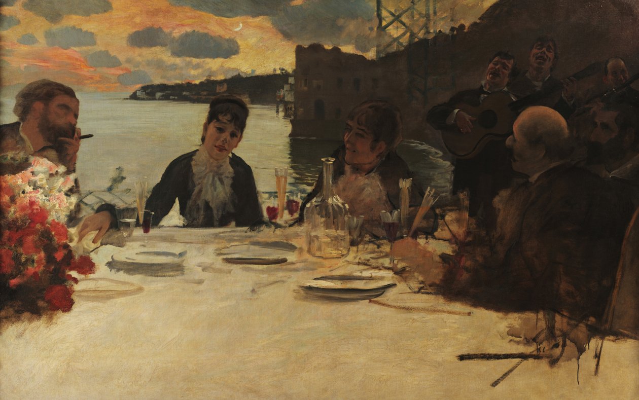 Italiano:  Pranzo a Posillipo Pranzo a Posillipo da Giuseppe de Nittis