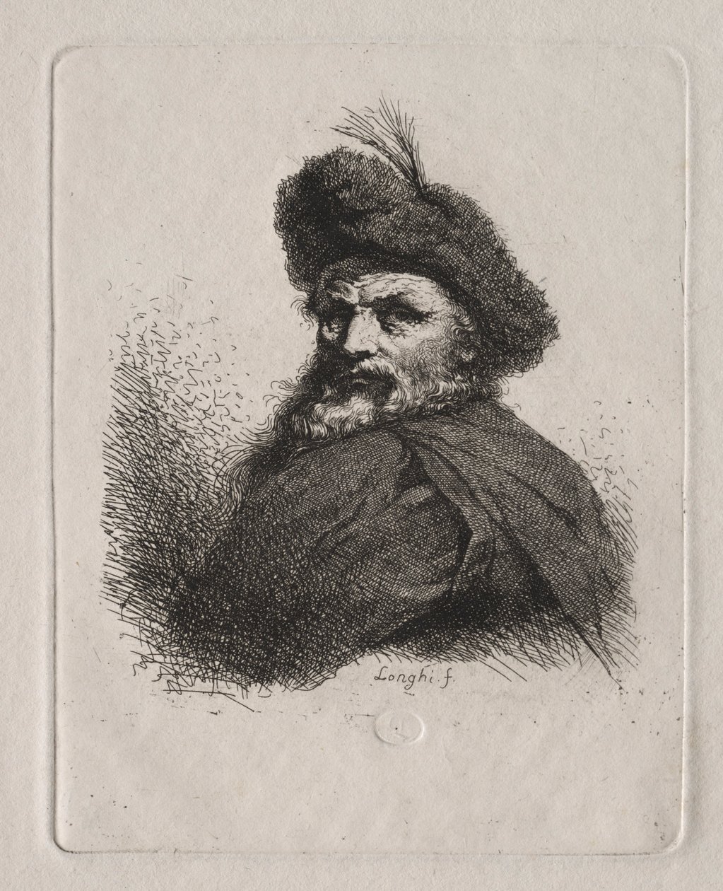 Busto di un uomo con cappello di pelliccia da Giuseppe Longhi