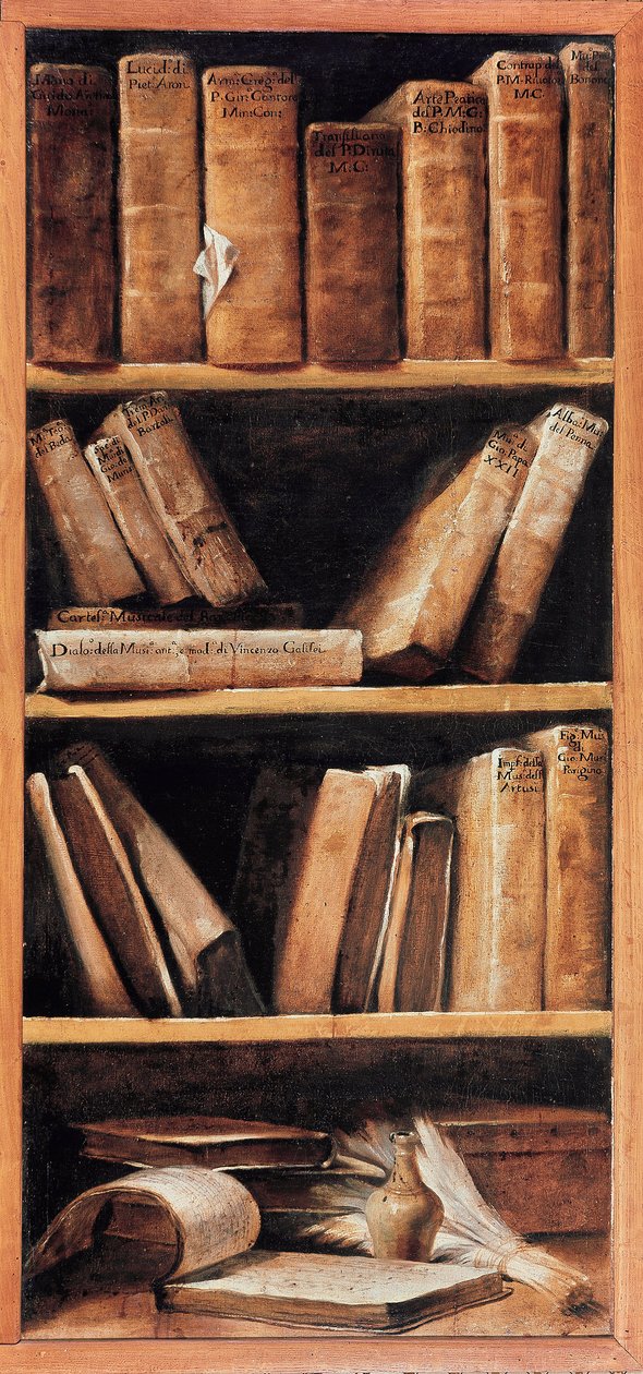 Natura morta biblioteca con libri di musica. Dipinto di Giuseppe Maria Crespi detto lo Spagnolo (1665-1747) 1715 Bologna, Conservatorio di musica da Giuseppe Maria Crespi