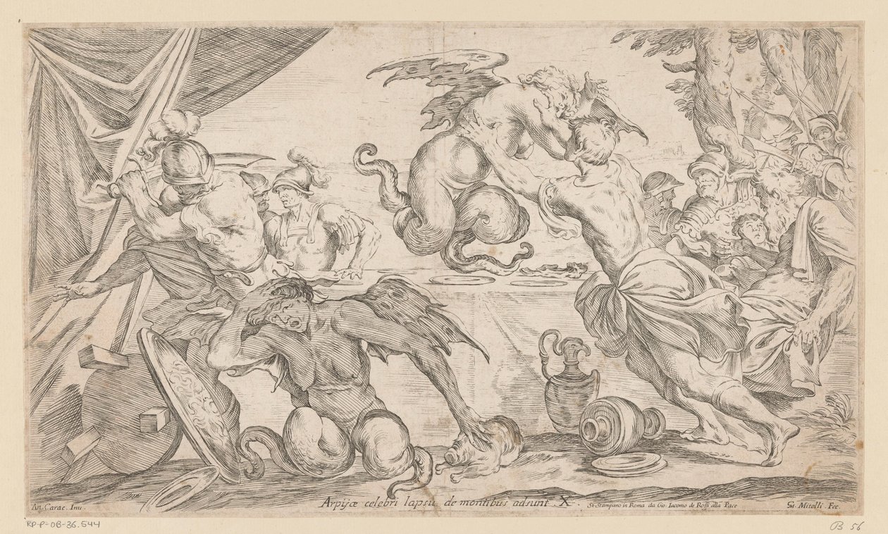 Enea e i suoi compagni combattono con le Arpie da Giuseppe Maria Mitelli