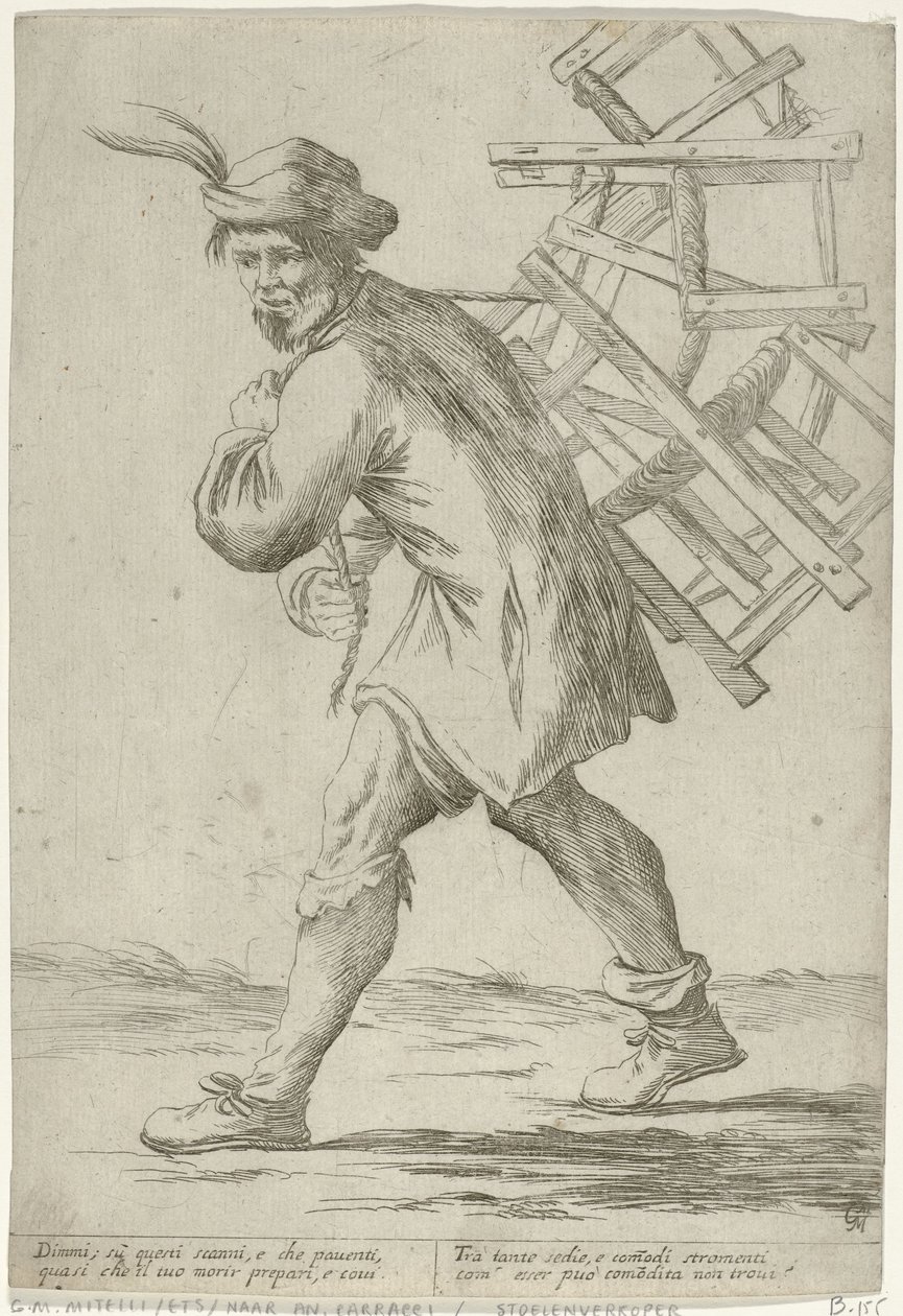 Venditore di sedie (Straatverkopers in Bologna) da Giuseppe Maria Mitelli