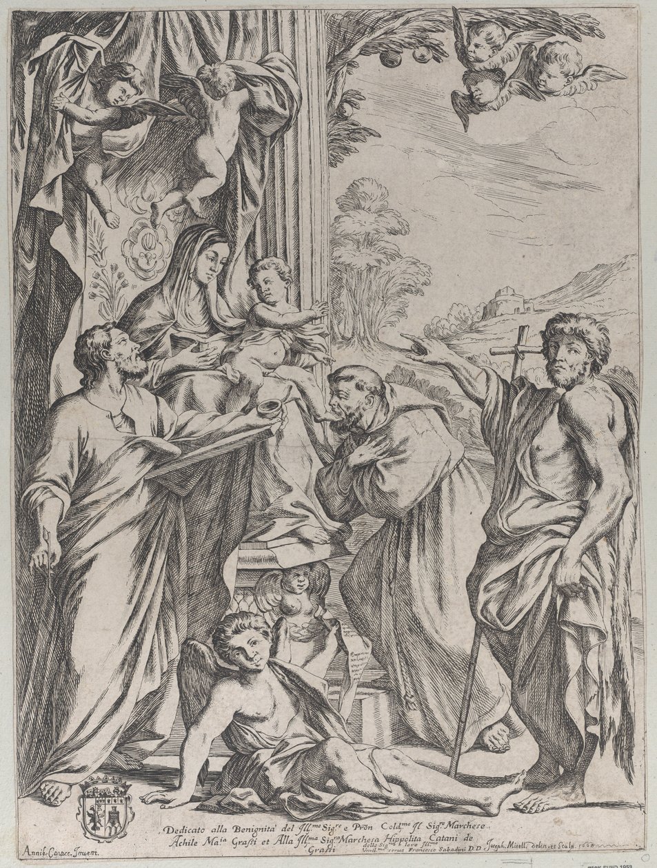 La Vergine in trono con tre santi, 1668 da Giuseppe Maria Mitelli