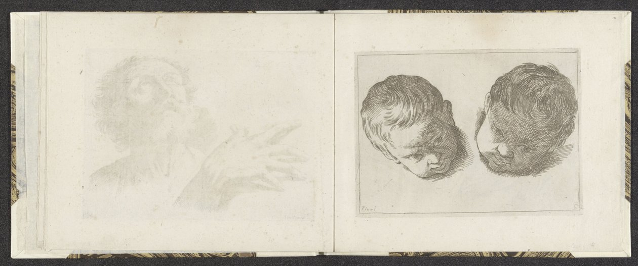 Due teste di bambini (Tekenvoorbeelden) da Giuseppe Maria Mitelli